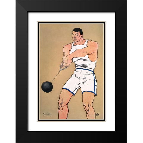 Hammer Thrower Black Modern Wood Framed Art Print with Double Matting by Penfield, Edward