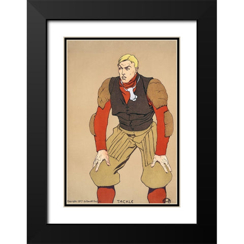 American Football Player Black Modern Wood Framed Art Print with Double Matting by Penfield, Edward