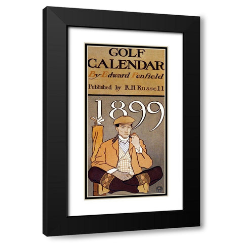Golf Calendar Black Modern Wood Framed Art Print with Double Matting by Penfield, Edward