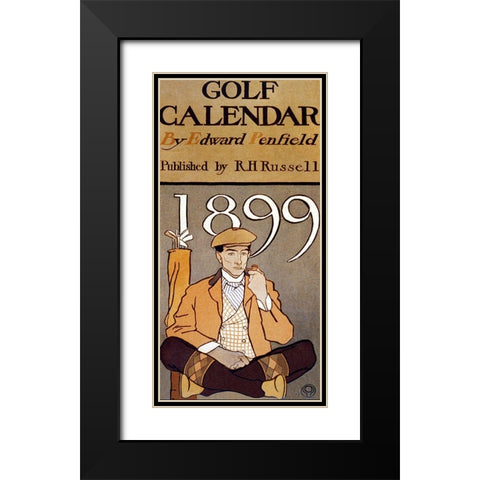 Golf Calendar Black Modern Wood Framed Art Print with Double Matting by Penfield, Edward