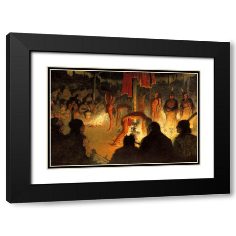 The Sun Dance Black Modern Wood Framed Art Print with Double Matting by Remington, Frederic