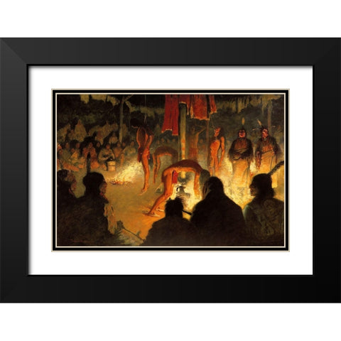 The Sun Dance Black Modern Wood Framed Art Print with Double Matting by Remington, Frederic