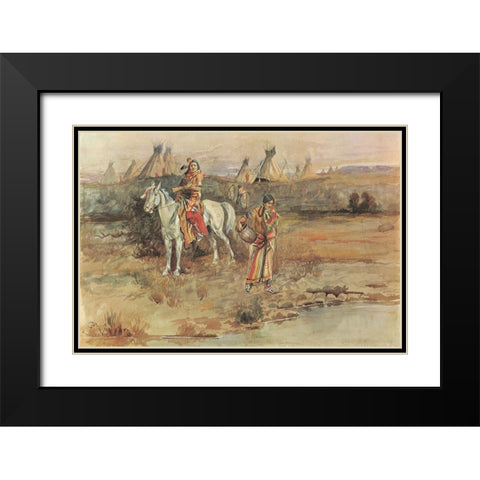 At the Spring Black Modern Wood Framed Art Print with Double Matting by Russell, Charles Marion