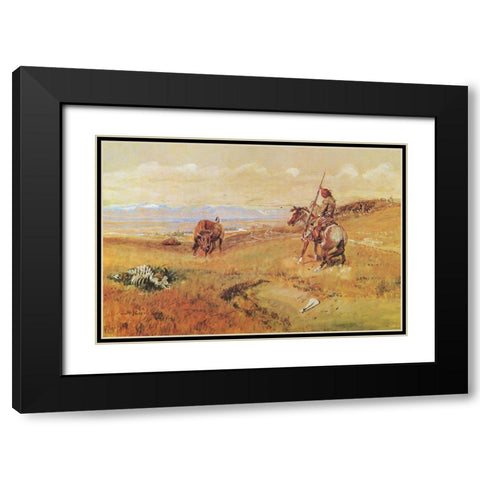 Flintlock Days When Guns Were Slow Black Modern Wood Framed Art Print with Double Matting by Russell, Charles Marion