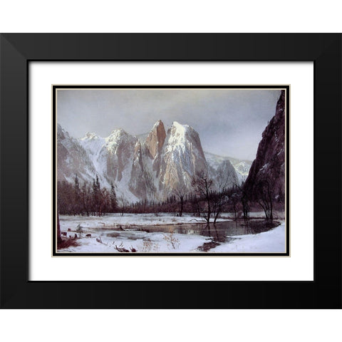 Cathedral Rock Black Modern Wood Framed Art Print with Double Matting by Bierstadt, Albert
