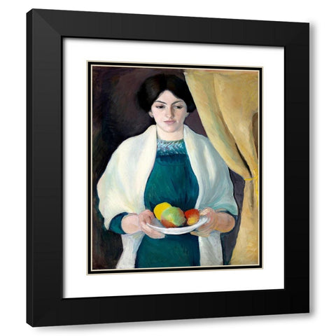 Portrait of the Artists Wife Black Modern Wood Framed Art Print with Double Matting by Macke, August