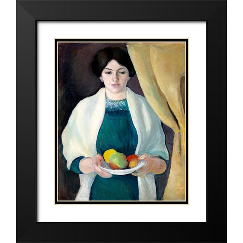 Portrait of the Artists Wife Black Modern Wood Framed Art Print with Double Matting by Macke, August
