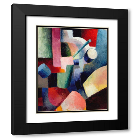Colored Composition of Forms Black Modern Wood Framed Art Print with Double Matting by Macke, August