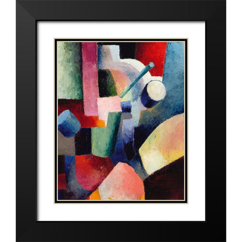 Colored Composition of Forms Black Modern Wood Framed Art Print with Double Matting by Macke, August