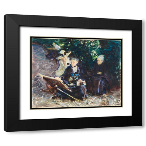 In the Generalife Black Modern Wood Framed Art Print with Double Matting by Sargent, John Singer