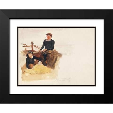 Oscar and Bobino on the Fishing Smack Black Modern Wood Framed Art Print with Double Matting by Sargent, John Singer
