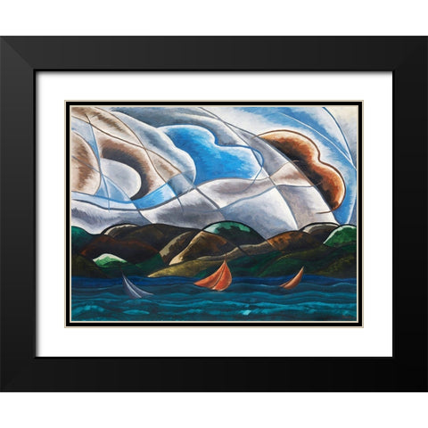 Clouds and Water Black Modern Wood Framed Art Print with Double Matting by Dove, Arthur