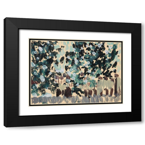 Green Leaves Black Modern Wood Framed Art Print with Double Matting by Dove, Arthur