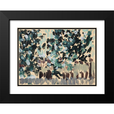 Green Leaves Black Modern Wood Framed Art Print with Double Matting by Dove, Arthur