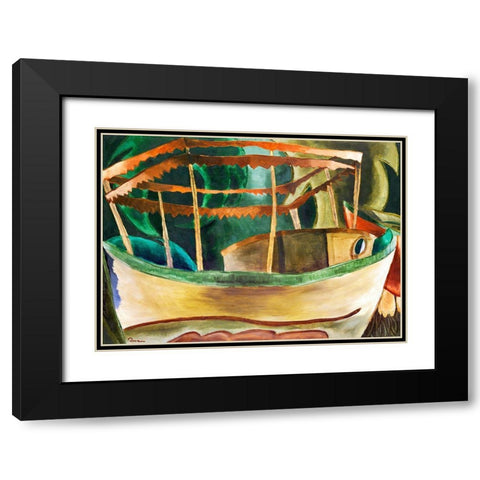 Fishboat Black Modern Wood Framed Art Print with Double Matting by Dove, Arthur