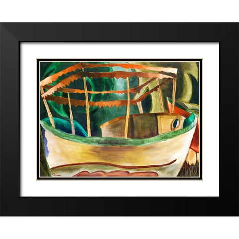 Fishboat Black Modern Wood Framed Art Print with Double Matting by Dove, Arthur