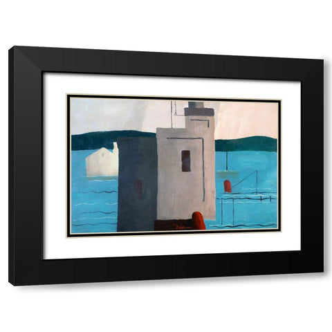 Lloyds Harbor Black Modern Wood Framed Art Print with Double Matting by Dove, Arthur