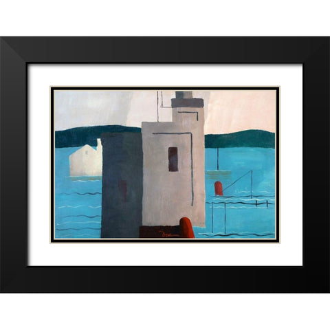 Lloyds Harbor Black Modern Wood Framed Art Print with Double Matting by Dove, Arthur