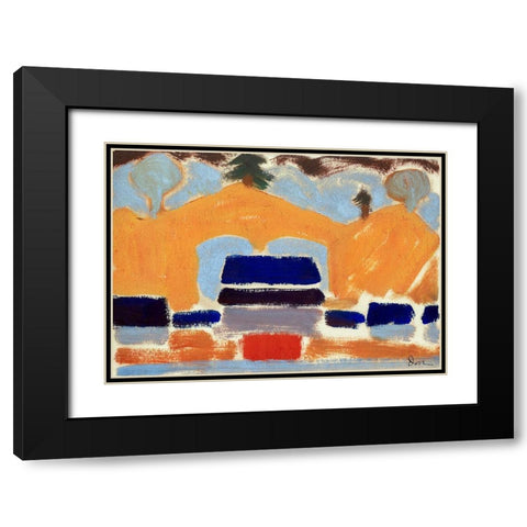 Landscape with Houses Black Modern Wood Framed Art Print with Double Matting by Dove, Arthur
