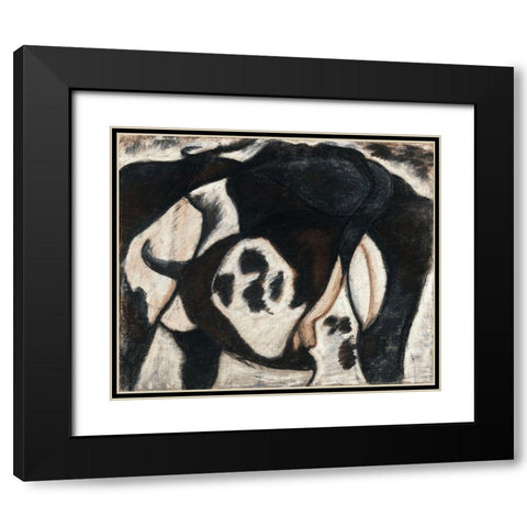 Cow Black Modern Wood Framed Art Print with Double Matting by Dove, Arthur