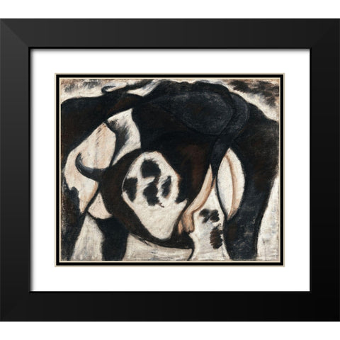 Cow Black Modern Wood Framed Art Print with Double Matting by Dove, Arthur