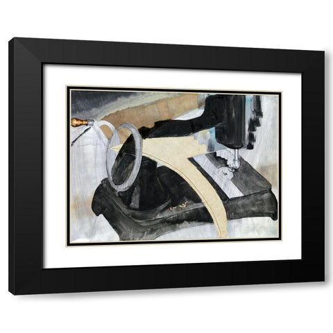 Hand Sewing Machine Black Modern Wood Framed Art Print with Double Matting by Dove, Arthur