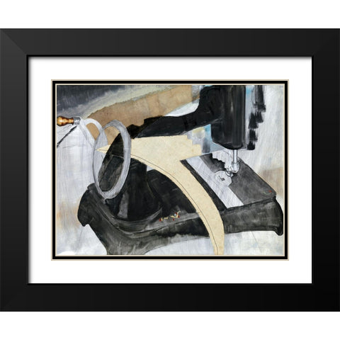 Hand Sewing Machine Black Modern Wood Framed Art Print with Double Matting by Dove, Arthur