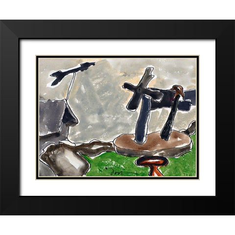 Landscape with Weather Vane Black Modern Wood Framed Art Print with Double Matting by Dove, Arthur