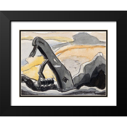 Steam Shovel–Port Washington Black Modern Wood Framed Art Print with Double Matting by Dove, Arthur
