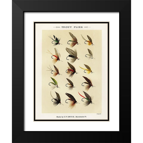 Trout Fishing Flies I from Favorite Flies and Their Histories Black Modern Wood Framed Art Print with Double Matting by Marbury, Mary Orvis