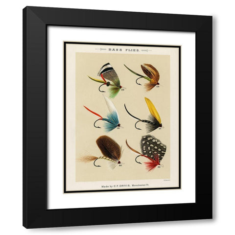 Bass Fishing Flies I from Favorite Flies and Their Histories Black Modern Wood Framed Art Print with Double Matting by Marbury, Mary Orvis