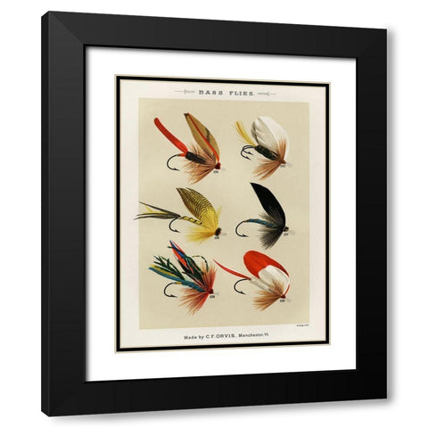 Bass Fishing Flies III from Favorite Flies and Their Histories Black Modern Wood Framed Art Print with Double Matting by Marbury, Mary Orvis