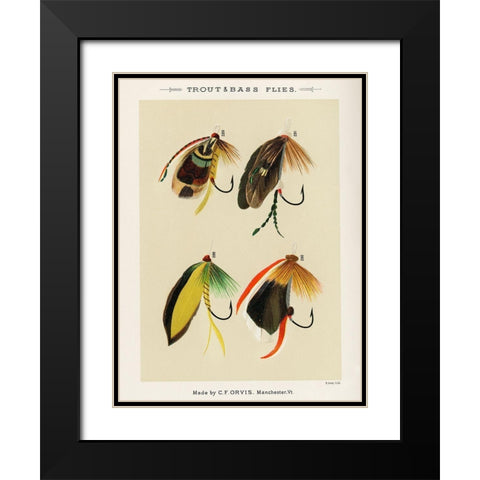 Trout And Bass Fishing Flies from Favorite Flies and Their Histories Black Modern Wood Framed Art Print with Double Matting by Marbury, Mary Orvis