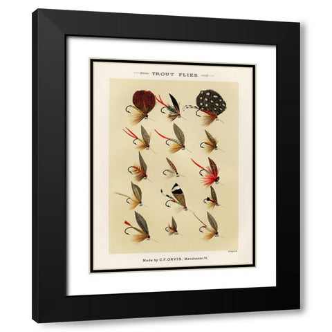 Trout Fishing Flies III from Favorite Flies and Their Histories Black Modern Wood Framed Art Print with Double Matting by Marbury, Mary Orvis