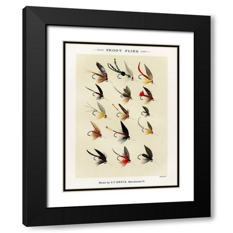 Trout Fishing Flies V from Favorite Flies and Their Histories Black Modern Wood Framed Art Print with Double Matting by Marbury, Mary Orvis
