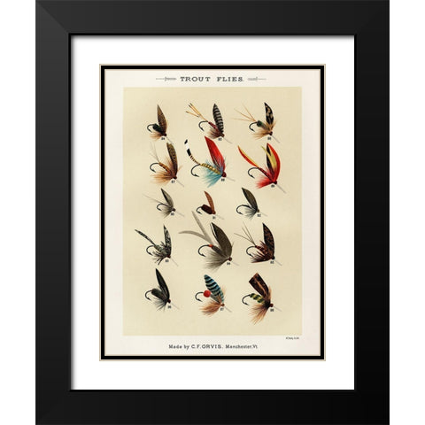 Trout Fishing Flies VI from Favorite Flies and Their Histories Black Modern Wood Framed Art Print with Double Matting by Marbury, Mary Orvis