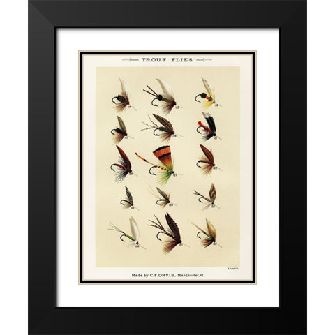 Trout Fishing Flies VIII from Favorite Flies and Their Histories Black Modern Wood Framed Art Print with Double Matting by Marbury, Mary Orvis