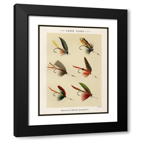 Lake Fishing Flies VII from Favorite Flies and Their Histories Black Modern Wood Framed Art Print with Double Matting by Marbury, Mary Orvis
