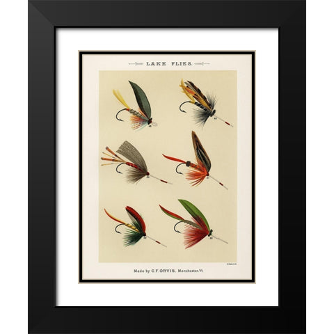 Lake Fishing Flies VII from Favorite Flies and Their Histories Black Modern Wood Framed Art Print with Double Matting by Marbury, Mary Orvis