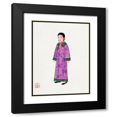 Woman in purple Manchu robe Black Modern Wood Framed Art Print with Double Matting by Vintage Chinese Clothing