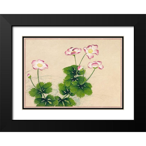 Mallow flowers Black Modern Wood Framed Art Print with Double Matting by Ruoai, Zhang