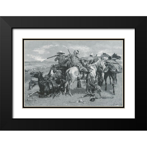 An Episode in the Opening Up of a Cattle Country-Sketch Black Modern Wood Framed Art Print with Double Matting by Remington, Frederic