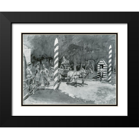 Frontier Guard and Custom House-Sketch Black Modern Wood Framed Art Print with Double Matting by Remington, Frederic