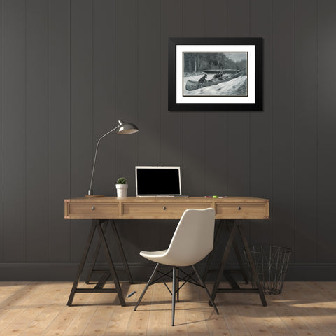In a Stiff Current-Sketch Black Modern Wood Framed Art Print with Double Matting by Remington, Frederic