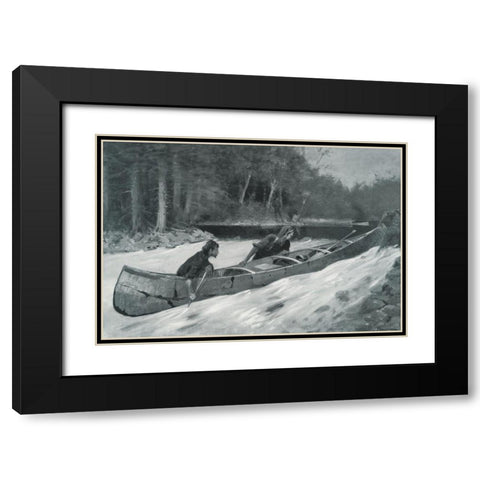 In a Stiff Current-Sketch Black Modern Wood Framed Art Print with Double Matting by Remington, Frederic