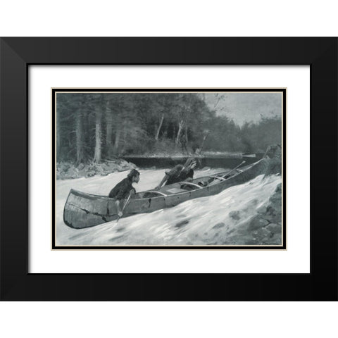In a Stiff Current-Sketch Black Modern Wood Framed Art Print with Double Matting by Remington, Frederic
