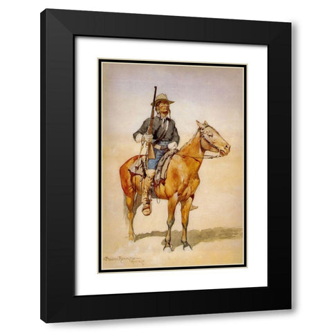Indian Soldiers in the Crow Scout Corps Black Modern Wood Framed Art Print with Double Matting by Remington, Frederic