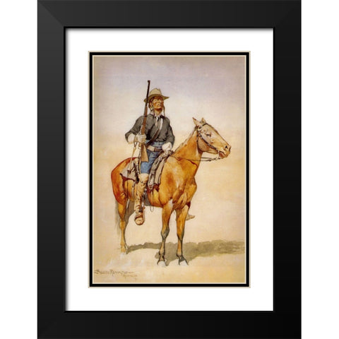 Indian Soldiers in the Crow Scout Corps Black Modern Wood Framed Art Print with Double Matting by Remington, Frederic