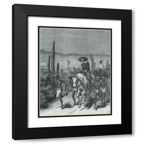 The Apache War-Sketch Black Modern Wood Framed Art Print with Double Matting by Remington, Frederic