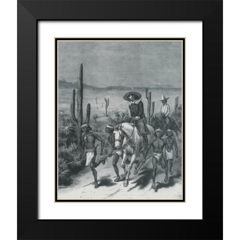 The Apache War-Sketch Black Modern Wood Framed Art Print with Double Matting by Remington, Frederic